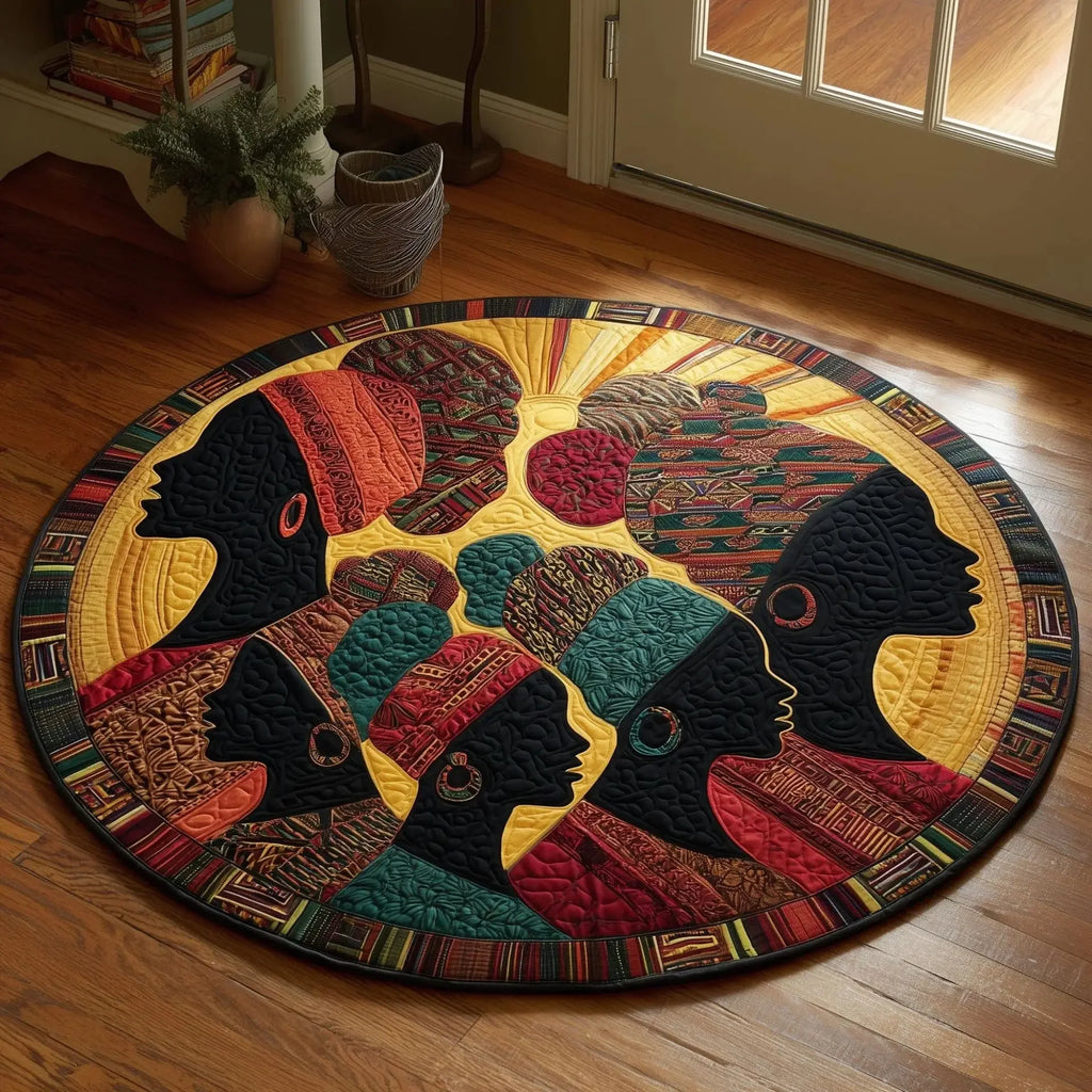 African Art Round Rug – Anti-Slip Accent Rug
