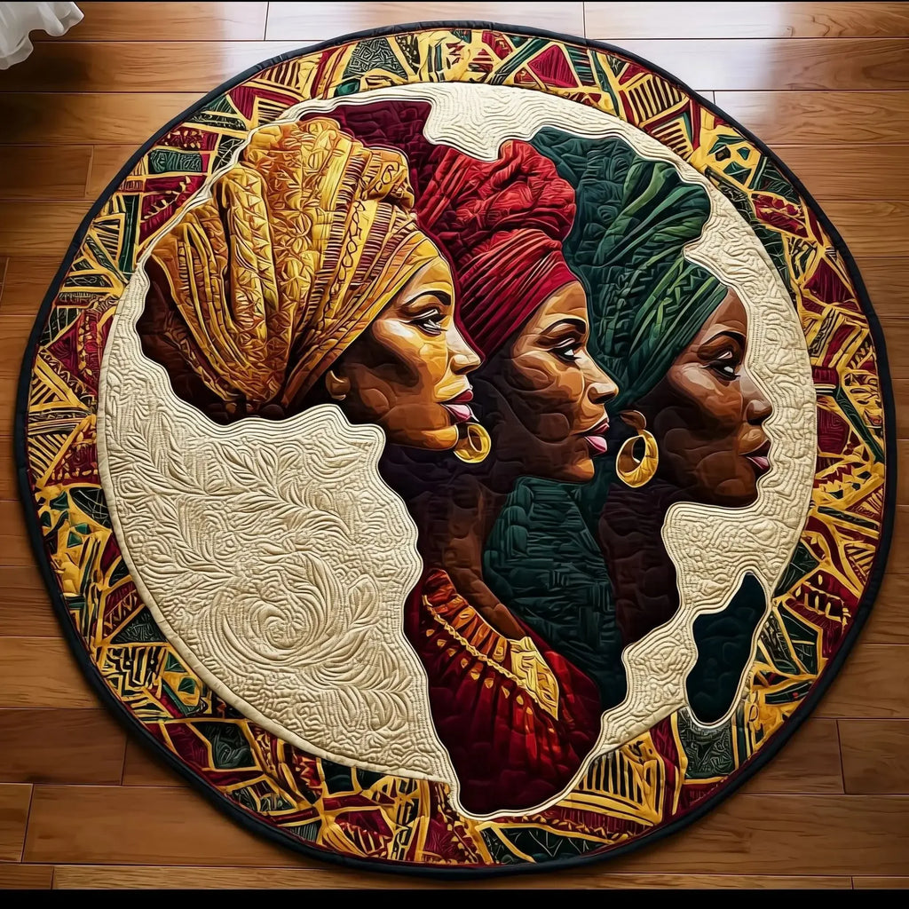 African Art Round Rug – Anti-Slip Accent Rug