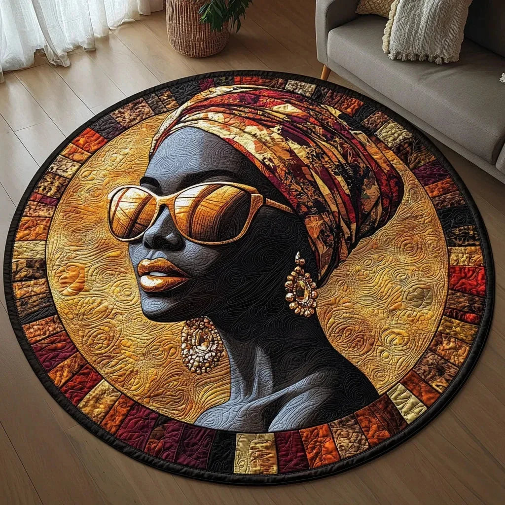 African Art Round Rug – Anti-Slip Accent Rug