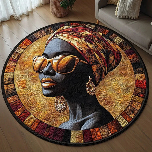 African Art Round Rug – Anti-Slip Accent Rug